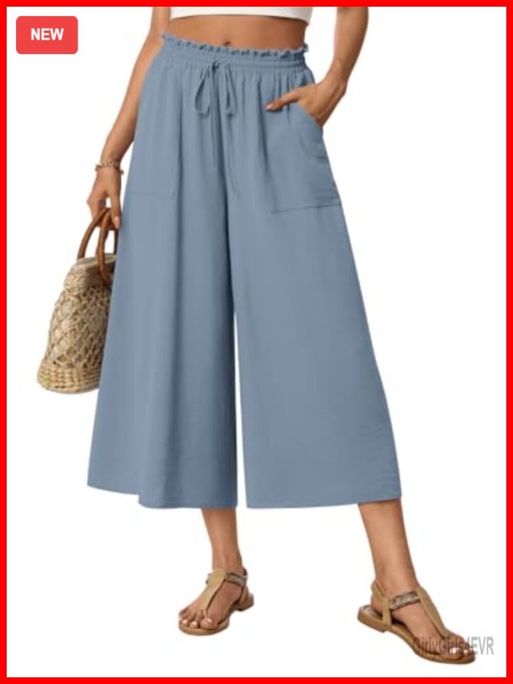 Womens Capri Palazzo Pants Wide Leg Gaucho Dressy Casual Culottes with Pockets